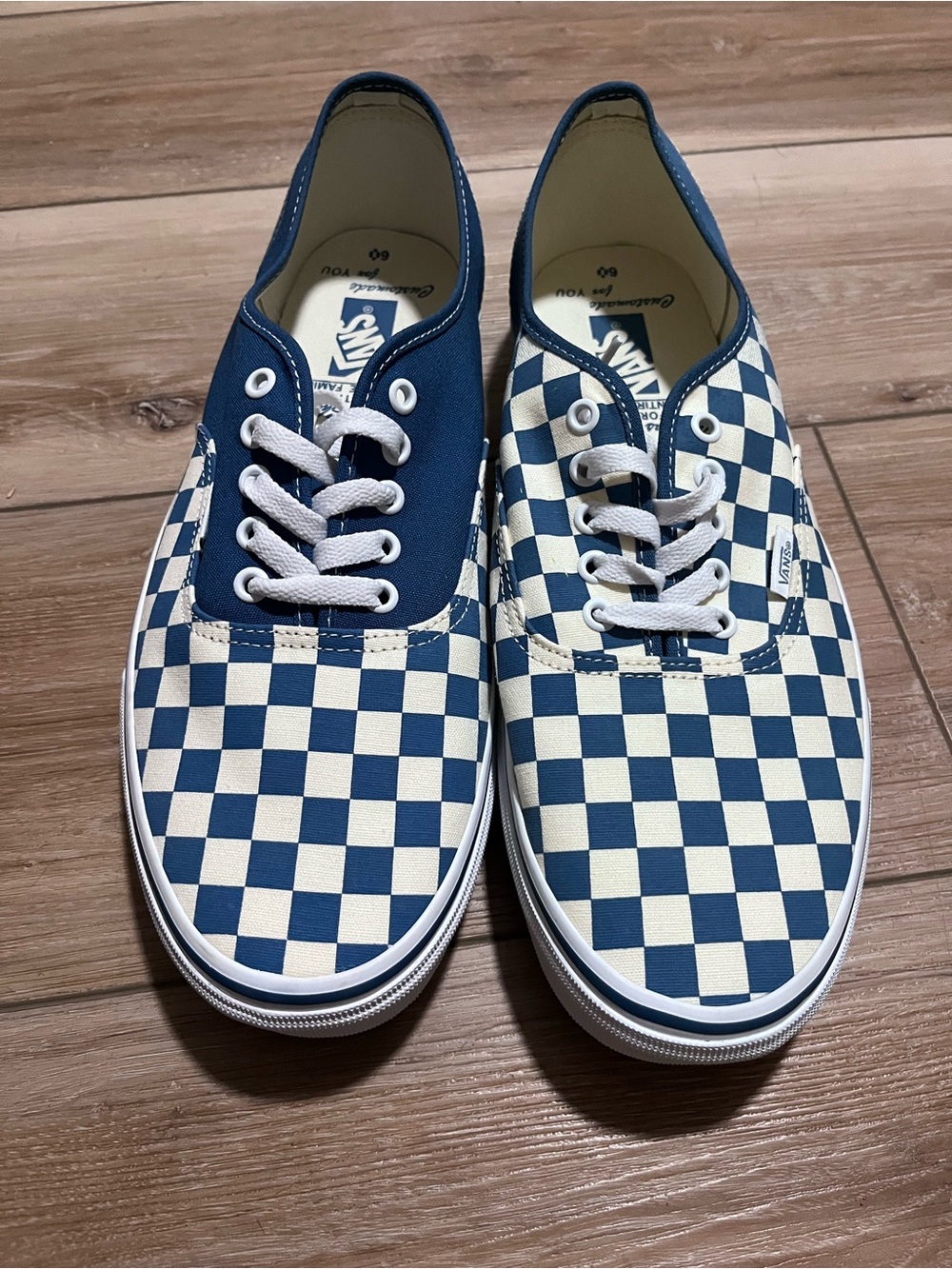 Vans Navy and Cream Checkerboard Canvas Low-Top Sneakers